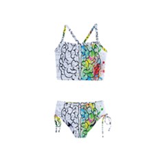 Brain Mind Psychology Idea Drawing Short Overalls Girls  Tankini Swimsuit by Azkajaya