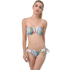 Brain Mind Psychology Idea Drawing Short Overalls Twist Bandeau Bikini Set by Azkajaya