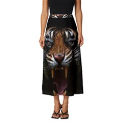 Tiger Angry Nima Face Wild Classic Midi Chiffon Skirt by Cemarart