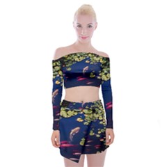 Koi Fish Carp Off Shoulder Top With Mini Skirt Set by Cemarart