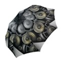 Abstract Style Gears Gold Silver Folding Umbrellas View2