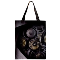 Abstract Style Gears Gold Silver Zipper Classic Tote Bag by Cemarart