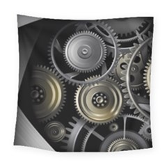 Abstract Style Gears Gold Silver Square Tapestry (large) by Cemarart