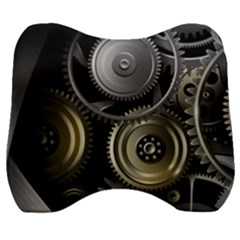 Abstract Style Gears Gold Silver Velour Head Support Cushion by Cemarart