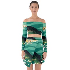 Japanese Koi Fish Off Shoulder Top With Skirt Set by Cemarart