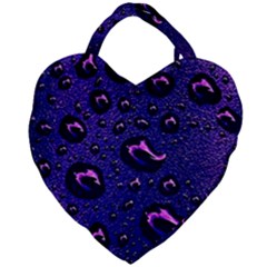 Purple Waterdrops Water Drops Giant Heart Shaped Tote by Cemarart