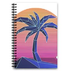 Abstract 3d Art Holiday Island Palm Tree Pink Purple Summer Sunset Water 5 5  X 8 5  Notebook by Cemarart