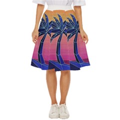Abstract 3d Art Holiday Island Palm Tree Pink Purple Summer Sunset Water Classic Short Skirt by Cemarart