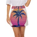 Abstract 3d Art Holiday Island Palm Tree Pink Purple Summer Sunset Water Mini Front Wrap Skirt View1