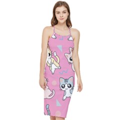 Cute Animal Little Cat Seamless Pattern Bodycon Cross Back Summer Dress by Grandong