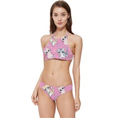 Cute Animal Little Cat Seamless Pattern Banded Triangle Bikini Set by Grandong