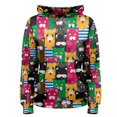 Cat Funny Colorful Pattern Women s Pullover Hoodie by Grandong