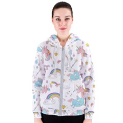 Unicorn Diamond Rainbow Shooting Star Women s Zipper Hoodie by Grandong