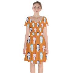 Cute Penguin Funny Pattern Short Sleeve Bardot Dress by Grandong