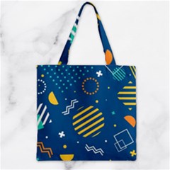 Flat Design Geometric Shapes Background Zipper Grocery Tote Bag by Grandong