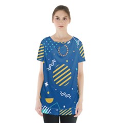 Flat Design Geometric Shapes Background Skirt Hem Sports Top by Grandong