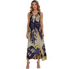 Tardis Doctor Who Pattern V-neck Sleeveless Loose Fit Overalls by Cemarart