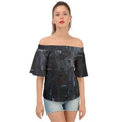 Abstract Tech Computer Motherboard Technology Off Shoulder Short Sleeve Top by Cemarart