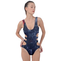 Abstract Tech Computer Motherboard Technology Side Cut Out Swimsuit by Cemarart