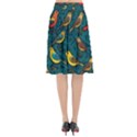 Bird Pattern Colorful Flared Midi Skirt View2