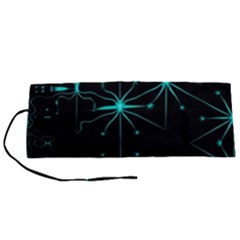 Space Time Abstract Pattern Alien Dark Green Pattern Roll Up Canvas Pencil Holder (s) by Cemarart