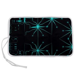 Space Time Abstract Pattern Alien Dark Green Pattern Pen Storage Case (l) by Cemarart