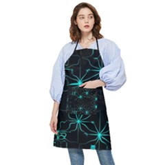 Space Time Abstract Pattern Alien Dark Green Pattern Pocket Apron by Cemarart