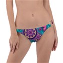 Floral Pattern Abstract Colorful Flow Oriental Spring Summer Ring Detail Bikini Bottoms View1