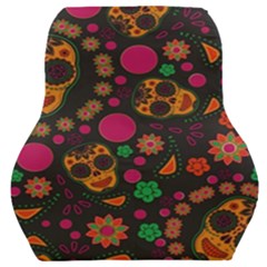 Skull Colorful Floral Flower Head Car Seat Back Cushion  by Cemarart