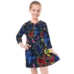 Dead Head Deadhead Grateful Dead Kids  Quarter Sleeve Shirt Dress by Cemarart