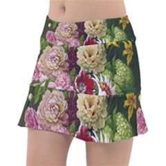 Parrot Painting Flower Art Classic Tennis Skirt by Cemarart