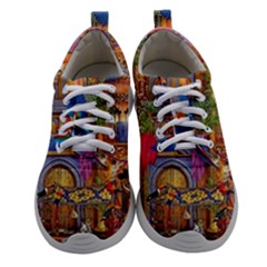 Arabian Street Art Colorful Peacock Tiger Man Parrot Horse Dancer Fantasy Women Athletic Shoes by Cemarart