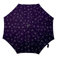 Zodiac Symbols Sign And Stars Pattern Seamless Pattern Hook Handle Umbrellas (medium) by Cemarart