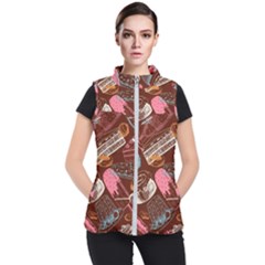 Sweet Food Seamless Pattern Women s Puffer Vest by Cemarart