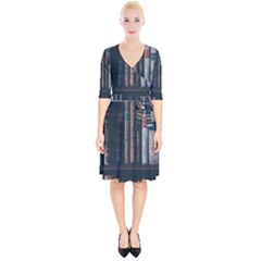 Aged Bookcase Books Bookshelves Wrap Up Cocktail Dress by Grandong