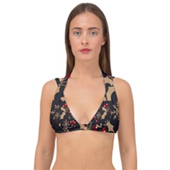 Christmas Pattern With Snowflakes Berries Double Strap Halter Bikini Top by Ndabl3x