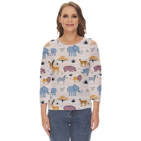 Wild Animals Seamless Pattern Cut Out Wide Sleeve Top by Ndabl3x