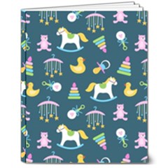 Cute Babies Toys Seamless Pattern 8  X 10  Hardcover Notebook by Ndabl3x