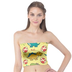 Seamless Pattern With Cute Dinosaurs Character Tube Top by Ndabl3x