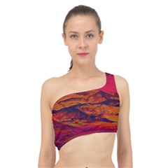 Time Wind Polishpattern Architecture Building City Cityscape Nature Pop-art Pop Surrealism  Retrowave Spliced Up Bikini Top  by Cemarart