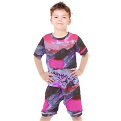 Late Night Feelings Aesthetic Clouds Color Manipulation Landscape Mountain Nature Surrealism Psicode Kids  T-shirt And Shorts Set by Cemarart
