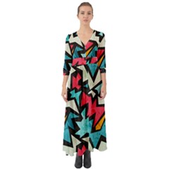 Abstract, Colorful, Colors Button Up Boho Maxi Dress by nateshop