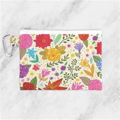 Colorful Flowers Pattern, Abstract Patterns, Floral Patterns Canvas Cosmetic Bag (medium) by nateshop