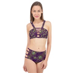 Feathers, Peacock, Patterns, Colorful Cage Up Bikini Set by nateshop