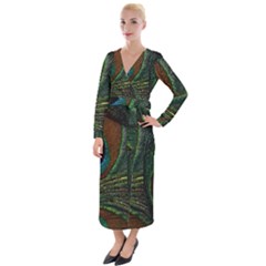 Peacock Feathers, Feathers, Peacock Nice Velvet Maxi Wrap Dress by nateshop