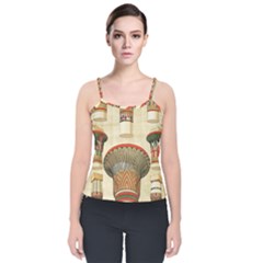 Egyptian Architecture Column Velvet Spaghetti Strap Top by Proyonanggan
