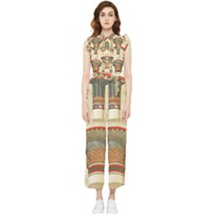 Egyptian Architecture Column Women s Frill Top Chiffon Jumpsuit by Proyonanggan