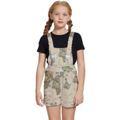 Vintage World Map Aesthetic Kids  Short Overalls by Cemarart
