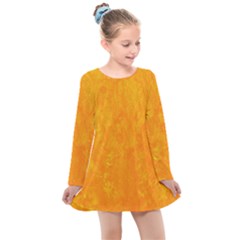 Background-yellow Kids  Long Sleeve Dress