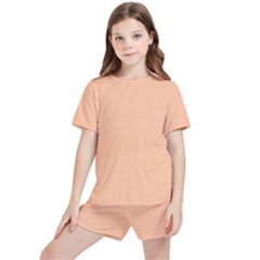 Peach Fuzz 2024 Kids  T-shirt And Sports Shorts Set by dressshop